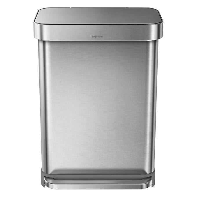 simplehuman Stainless Steel 14.5 gal. Rectangular Trash Can with